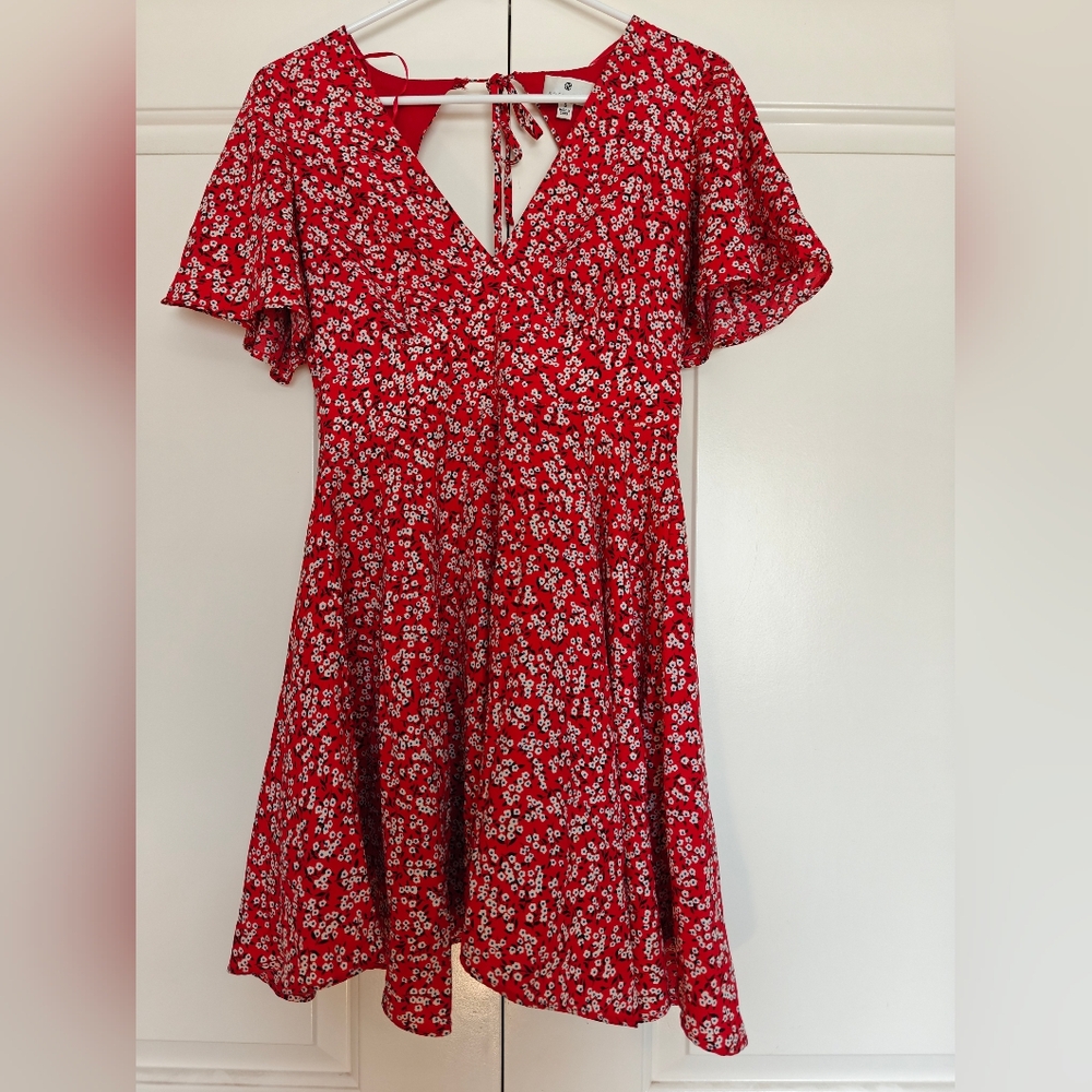 Red Sundress flutter sleeves